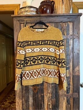 Vintage 90s All Points Chenille Sweater M Southwestern Geometric Boho western